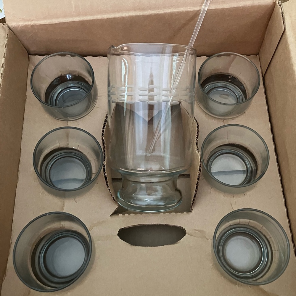 Elegant Glass Drinkware Set with Pitcher and Glasses